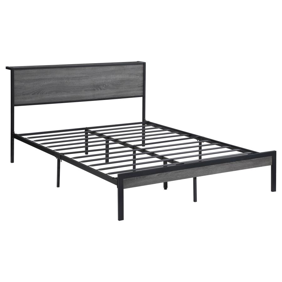 (image for) Ricky Metal Queen Panel Bed Grey - Click Image to Close