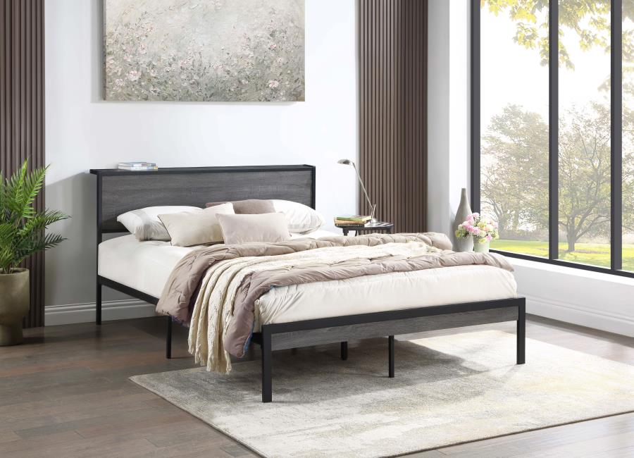 (image for) Ricky Metal Queen Panel Bed Grey