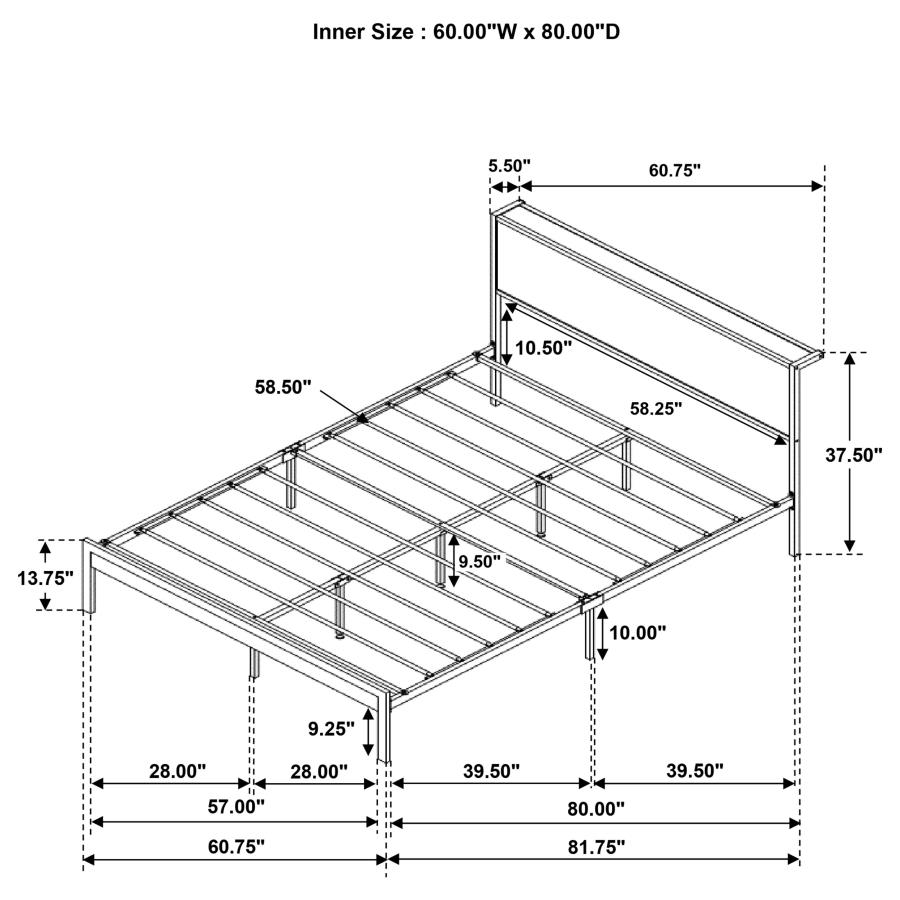 (image for) Ricky Metal Queen Panel Bed Grey