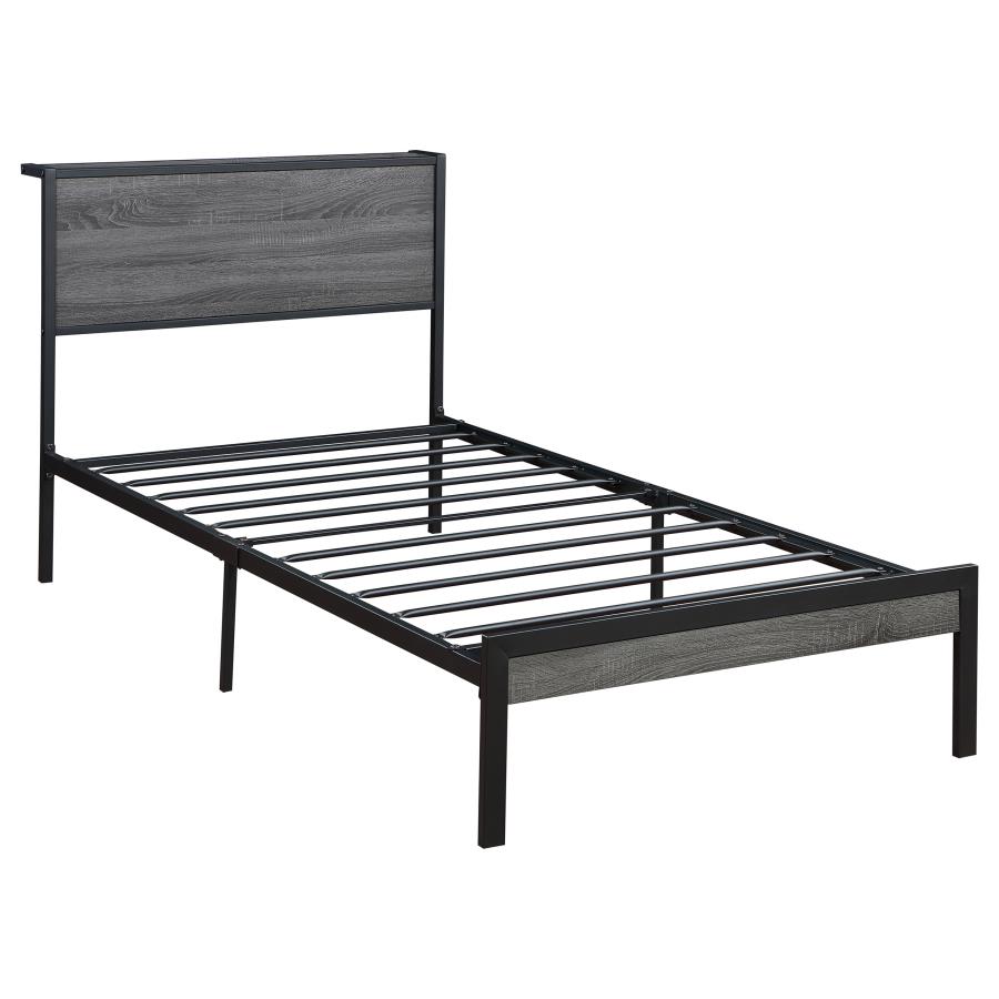 (image for) Ricky Metal Twin Panel Bed Grey - Click Image to Close