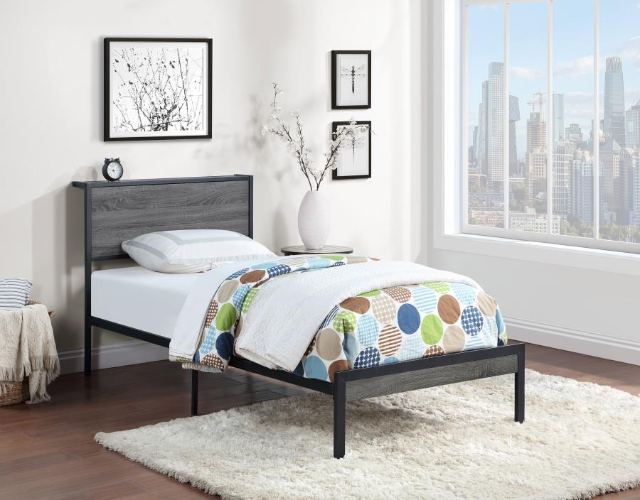 (image for) Ricky Metal Twin Panel Bed Grey