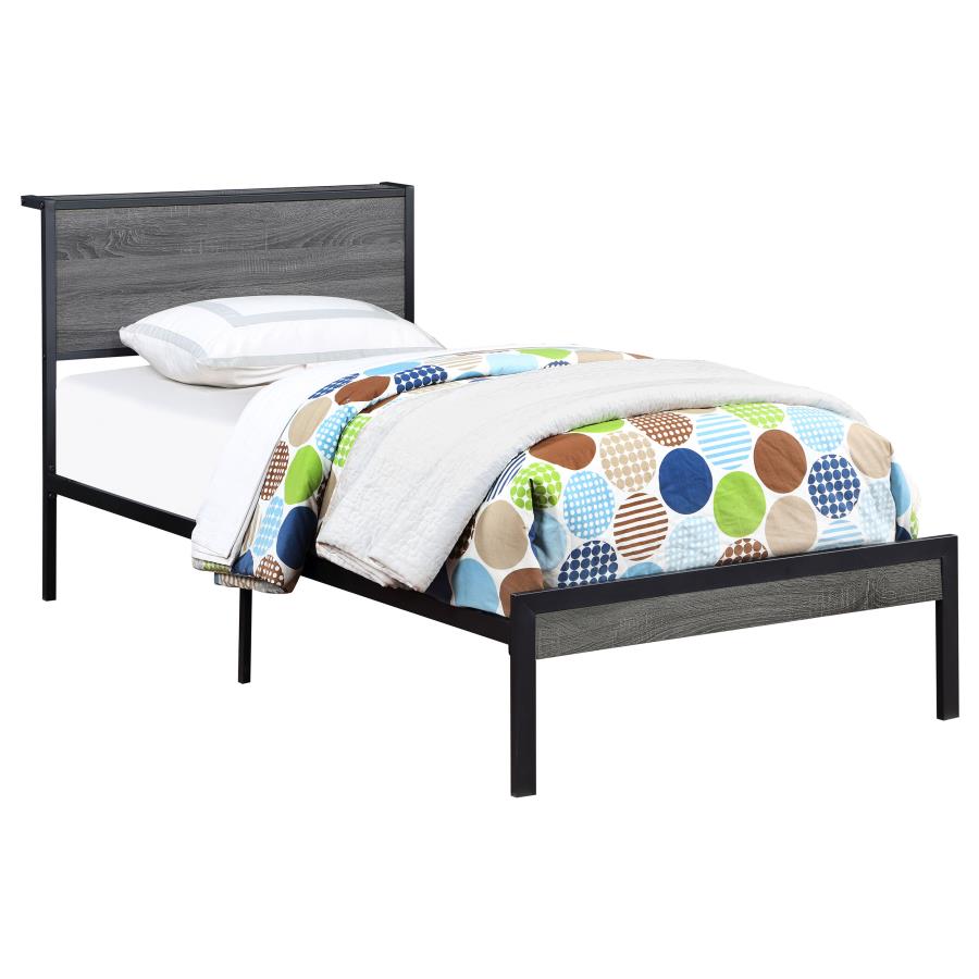 (image for) Ricky Metal Twin Panel Bed Grey