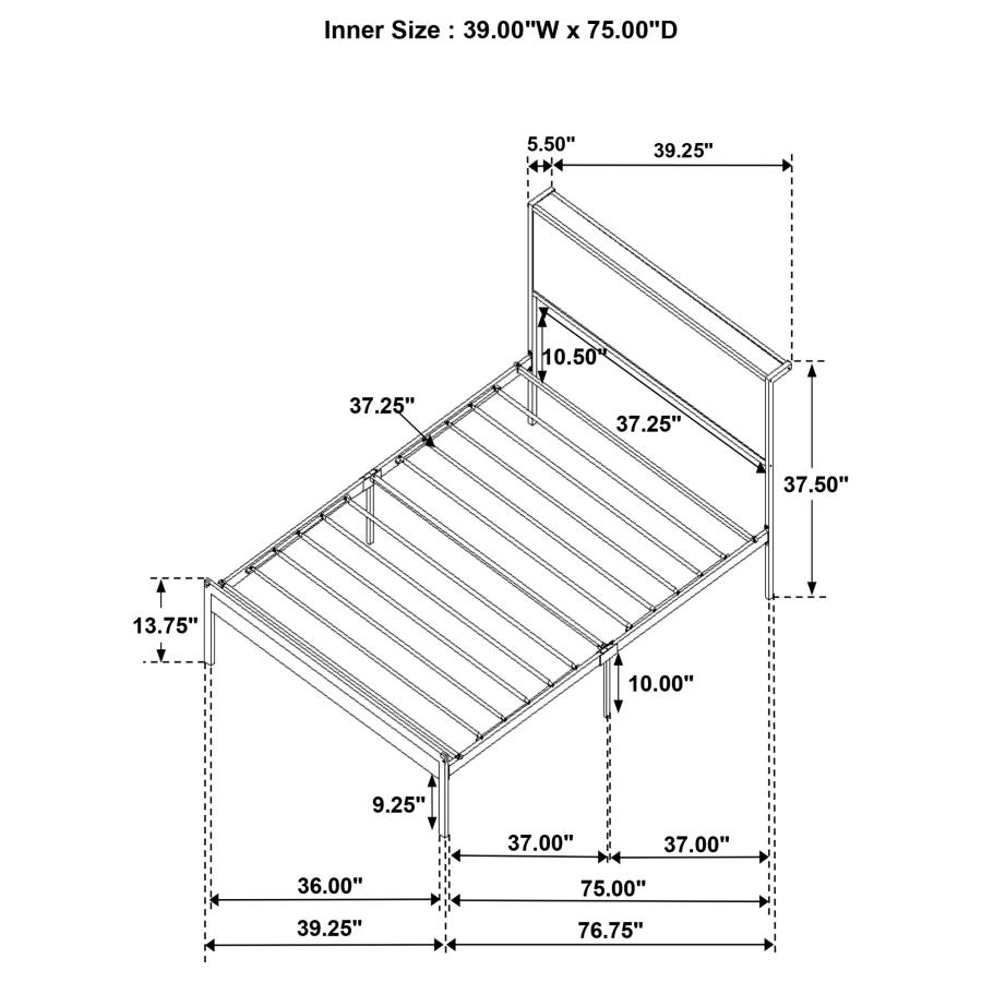 (image for) Ricky Metal Twin Panel Bed Grey