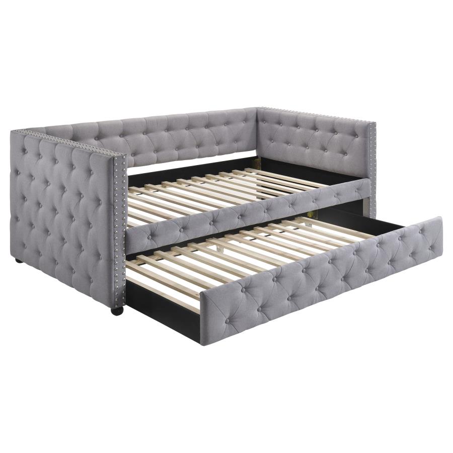 (image for) Mockern Upholstered Twin Daybed with Trundle Grey