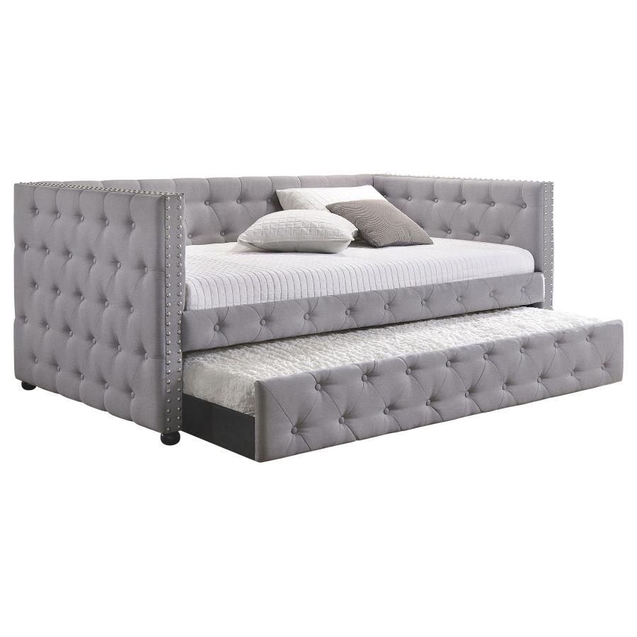 (image for) Mockern Upholstered Twin Daybed with Trundle Grey