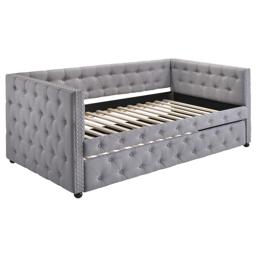 (image for) Mockern Upholstered Twin Daybed with Trundle Grey