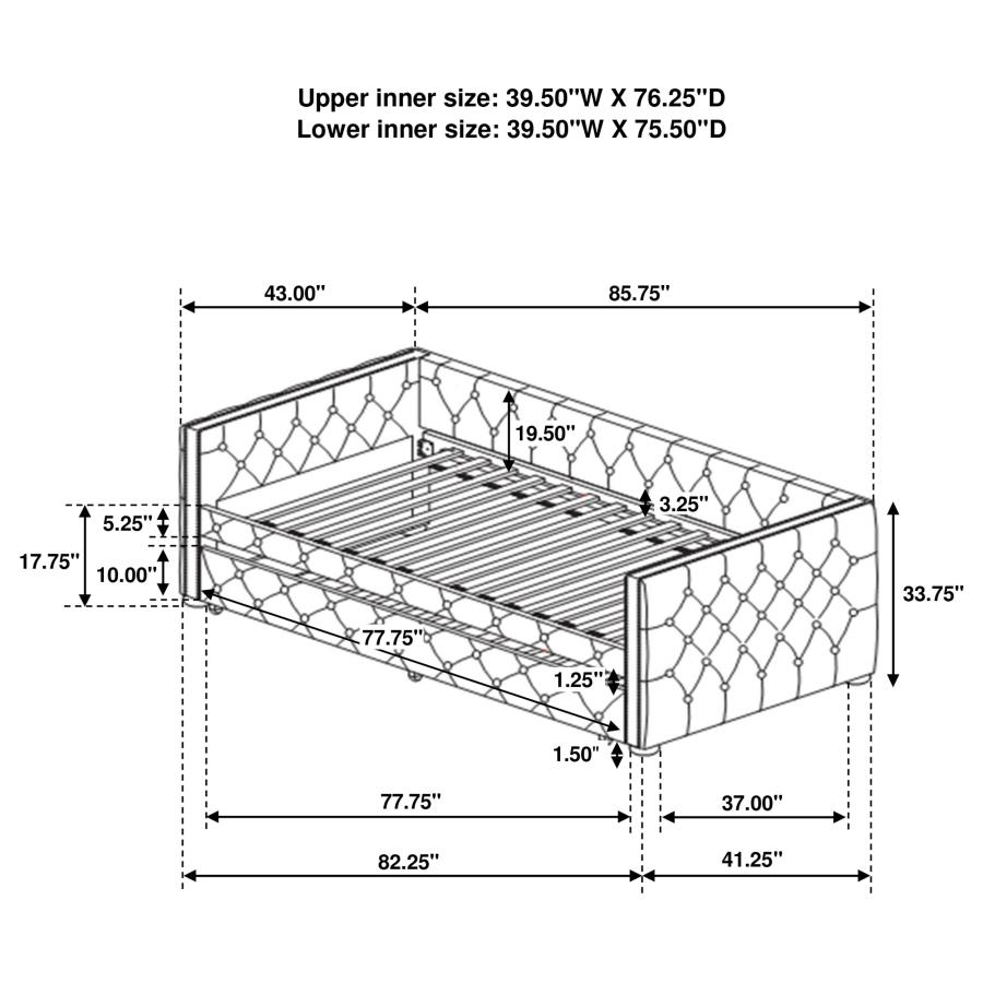 (image for) Mockern Upholstered Twin Daybed with Trundle Grey