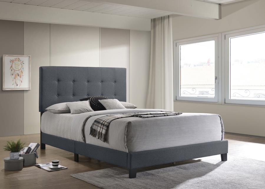 (image for) Mapes Upholstered Eastern King Panel Bed Grey