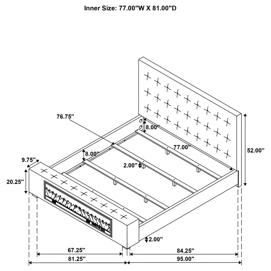 Modal Additional Images for Senna Upholstered Eastern King Audio Flame Visualizer Bed Brown