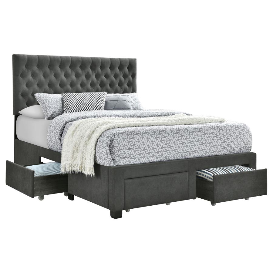 (image for) Soledad Upholstered Full Storage Panel Bed Grey - Click Image to Close