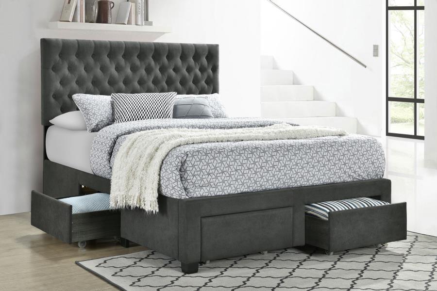 (image for) Soledad Upholstered Full Storage Panel Bed Grey