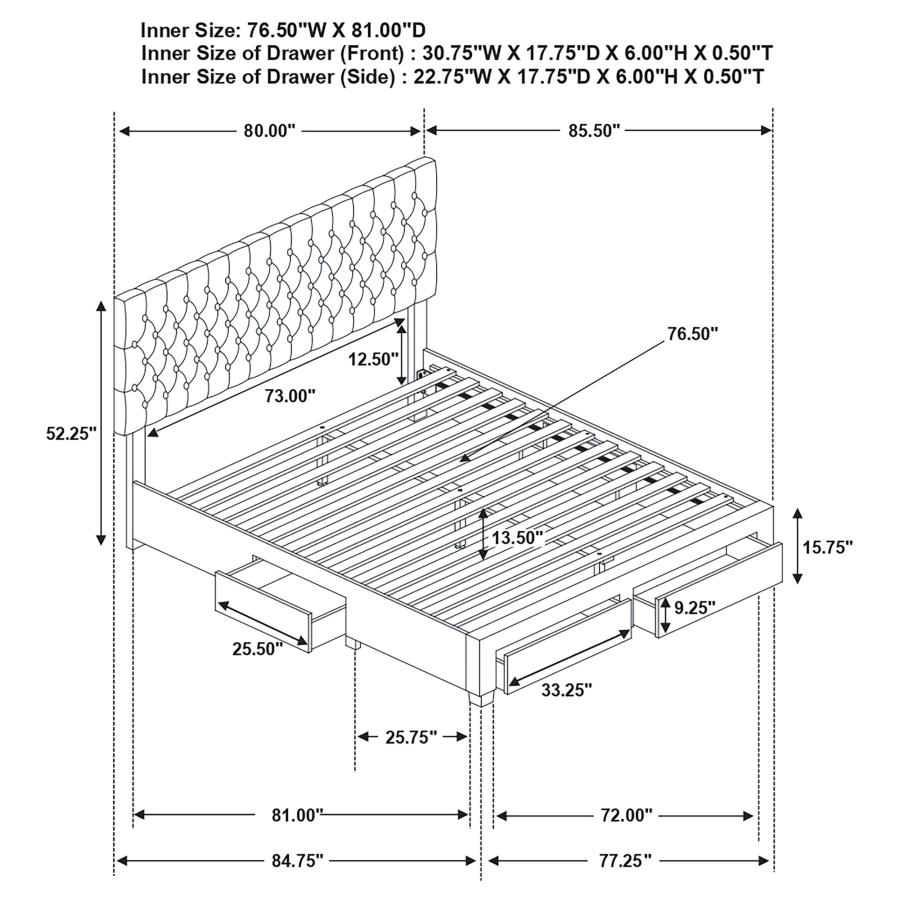 (image for) Soledad Upholstered Eastern King Storage Panel Bed Grey