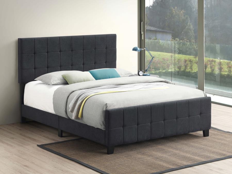 (image for) Fairfield Upholstered Eastern King Panel Bed Dark Grey