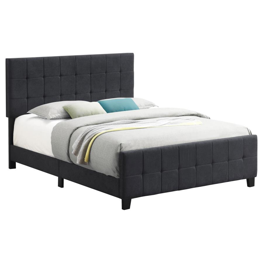 (image for) Fairfield Upholstered Queen Panel Bed Dark Grey