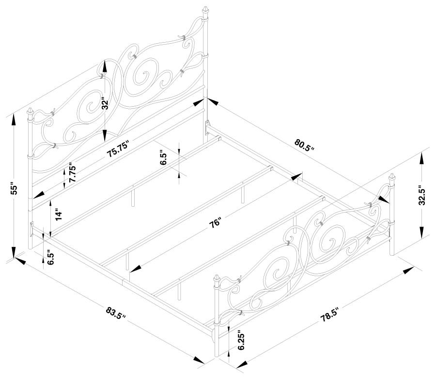 (image for) Parleys Metal Eastern King Open Frame Bed Dark Bronze