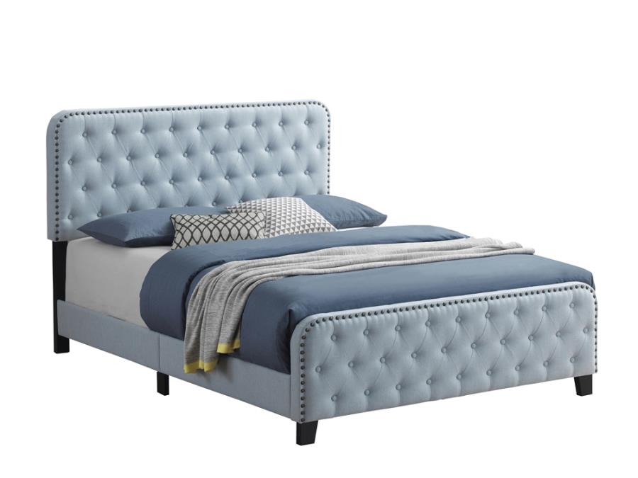 (image for) Littleton Eastern King Tufted Upholstered Bed Delft Blue