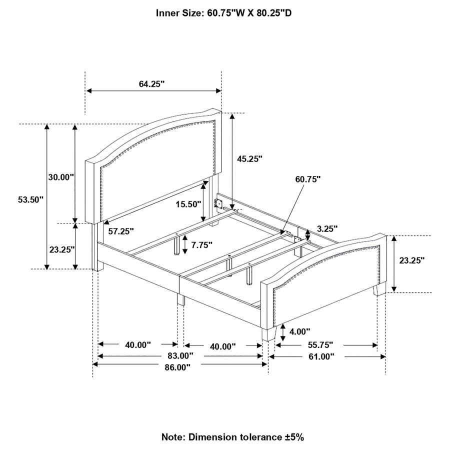 (image for) Hamden Upholstered Queen Panel Bed Mineral