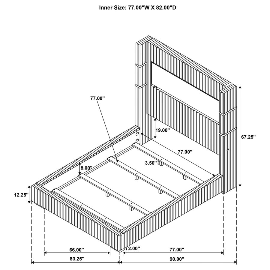 (image for) Tisdall 67-inch Upholstered Eastern King Fireplace Bed Grey