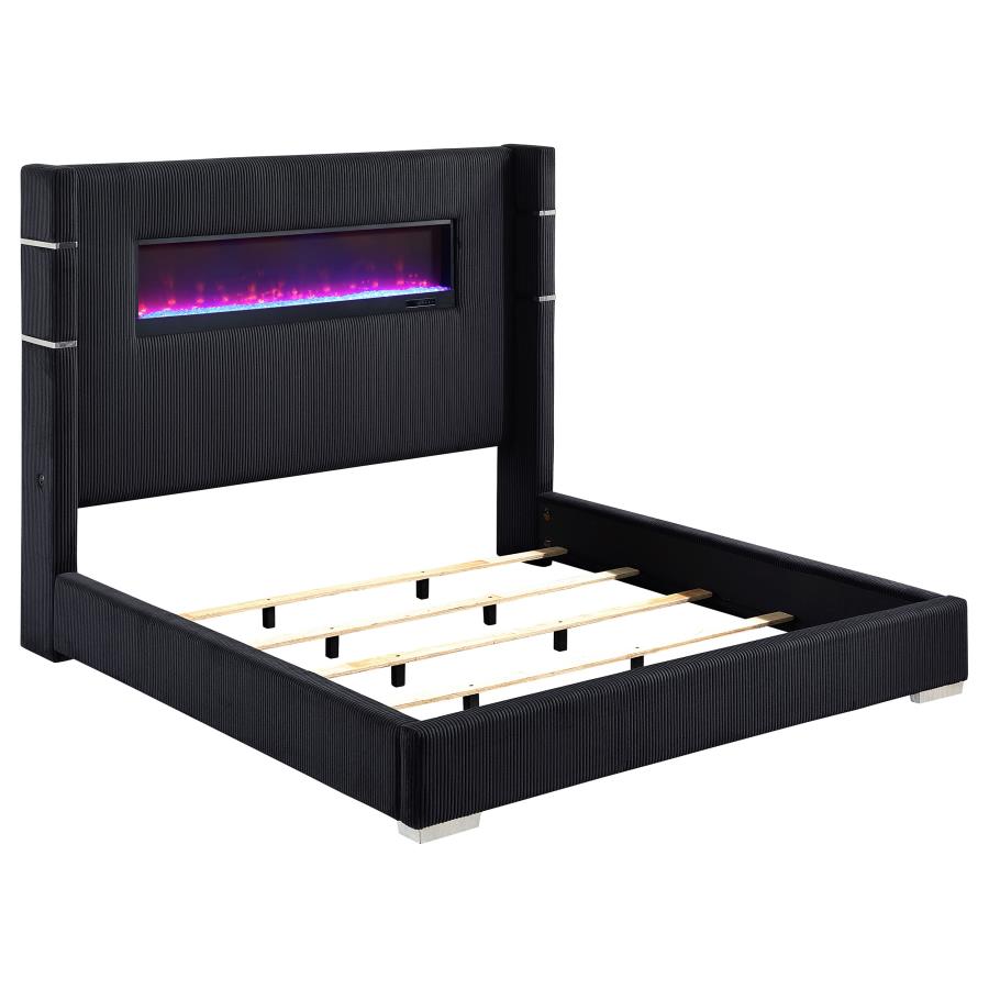 (image for) Tisdall 67-inch Upholstered Cal King Fireplace Bed Black