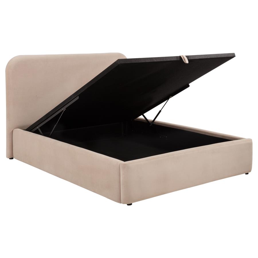 (image for) Anders Upholstered Full Storage Lift Platform Bed Beige