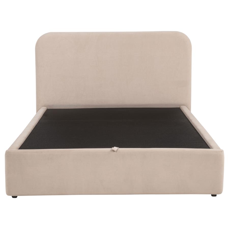 Anders Upholstered Eastern King Storage Lift Platform Bed Beige