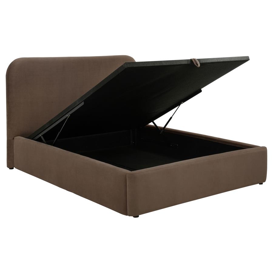 (image for) Anders Upholstered Full Storage Lift Platform Bed Chocolate