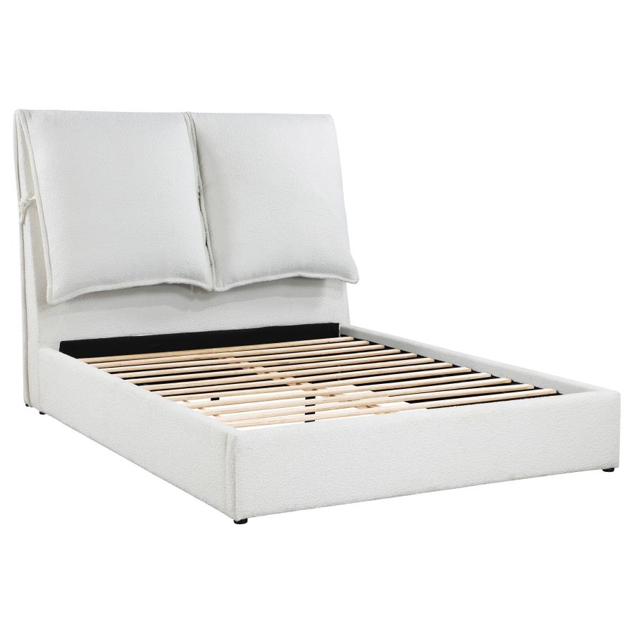 (image for) Gwendoline Upholstered Queen Panel Bed White - Click Image to Close