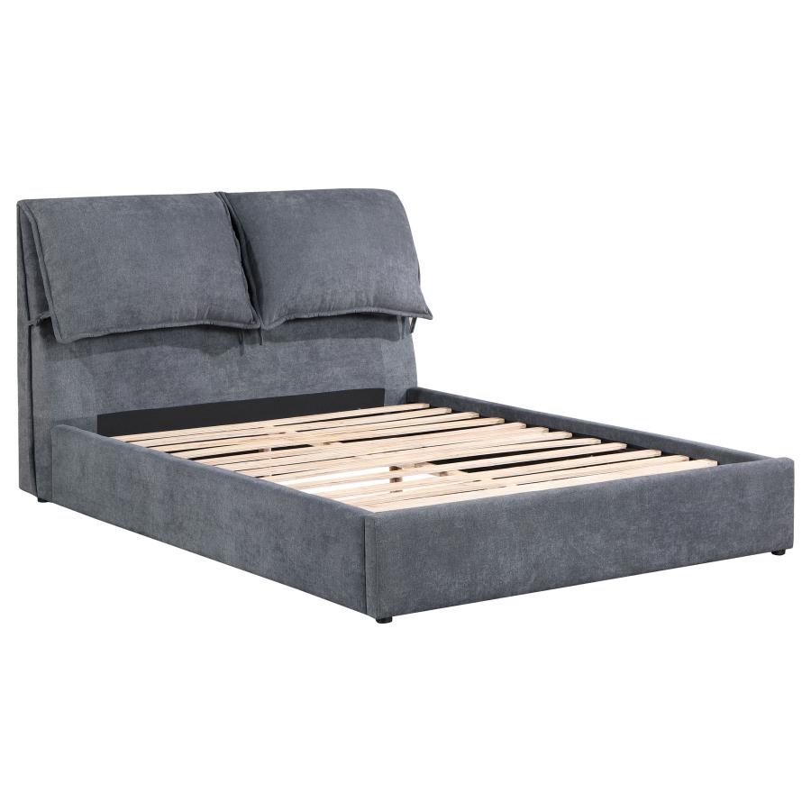 (image for) Laurel Upholstered Eastern King Panel Bed Dark Grey - Click Image to Close