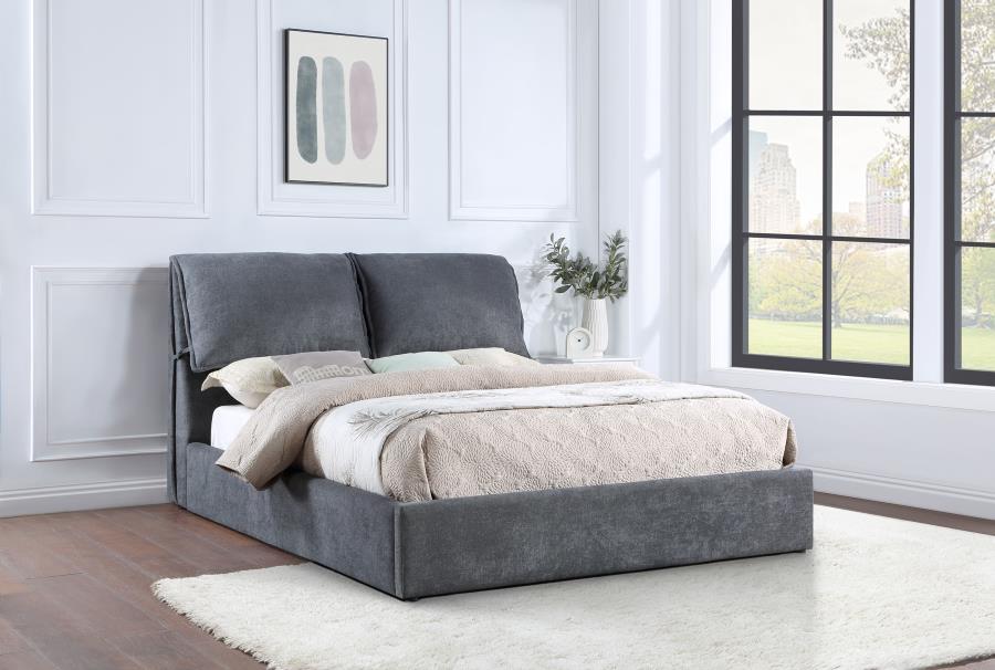 (image for) Laurel Upholstered Eastern King Panel Bed Dark Grey