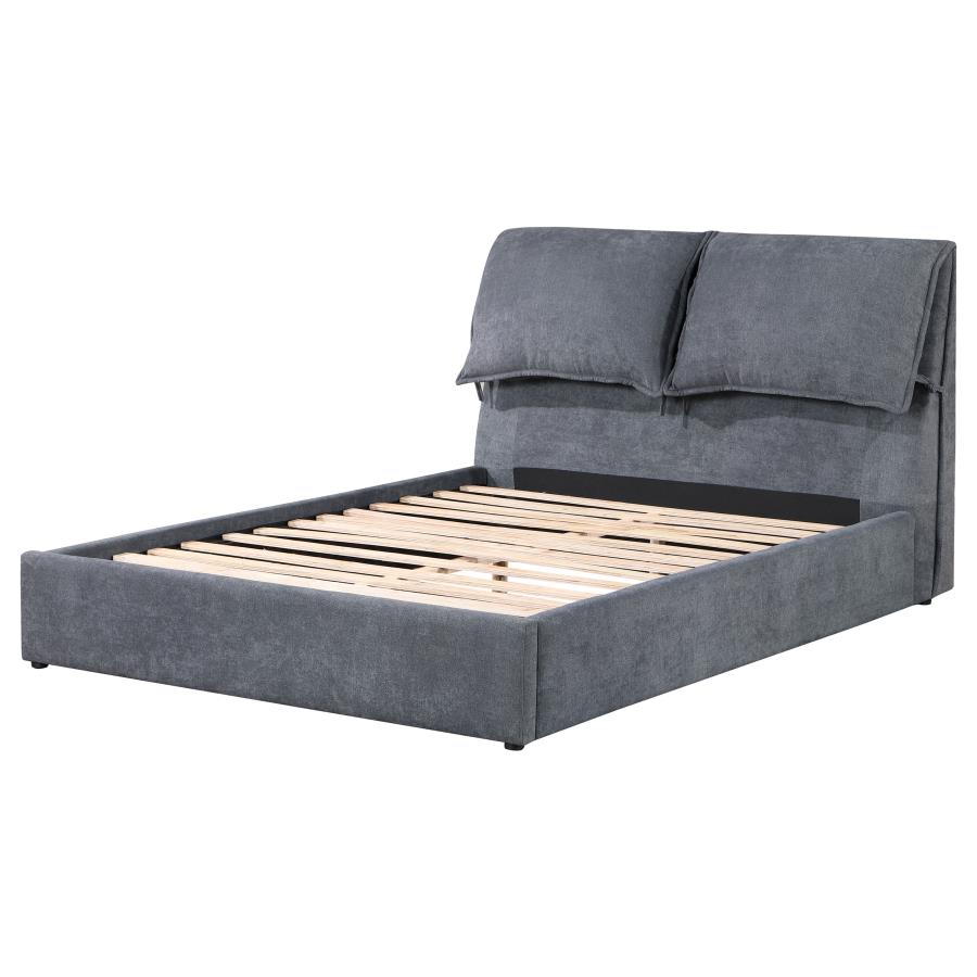 (image for) Laurel Upholstered Queen Panel Bed Dark Grey