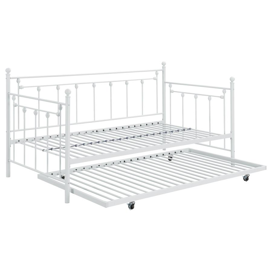 (image for) Nocus Metal Twin Daybed with Trundle White - Click Image to Close