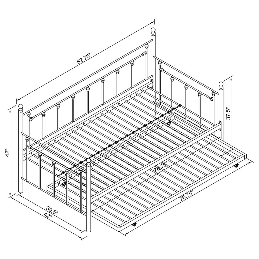 (image for) Nocus Metal Twin Daybed with Trundle White