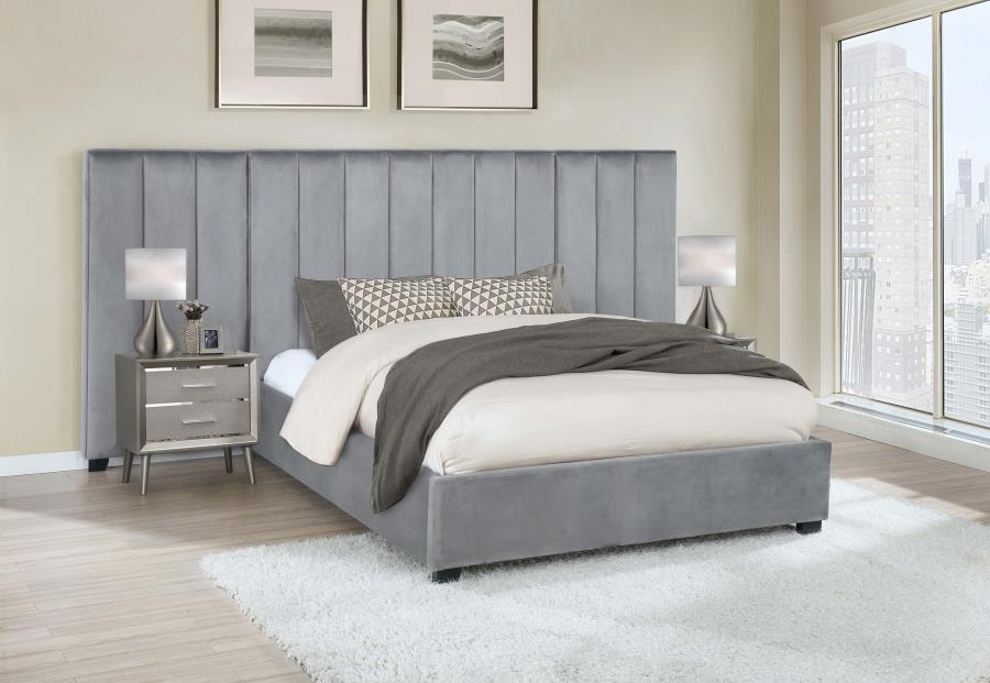 (image for) Arles Upholstered Eastern King Wall Panel Bed Grey