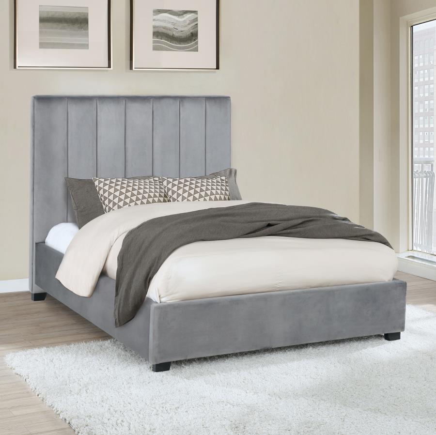 (image for) Arles Upholstered Queen Panel Bed Grey