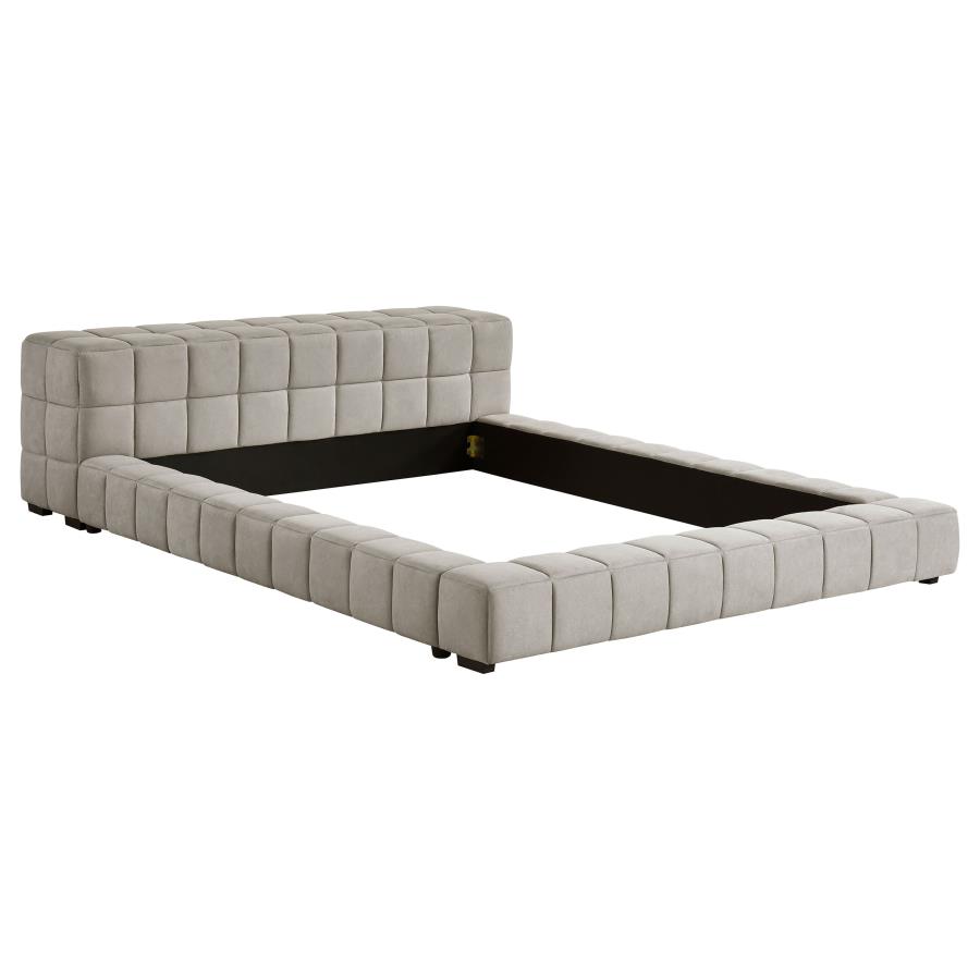 (image for) Trinity Upholstered Full Platform Bed Light Taupe - Click Image to Close