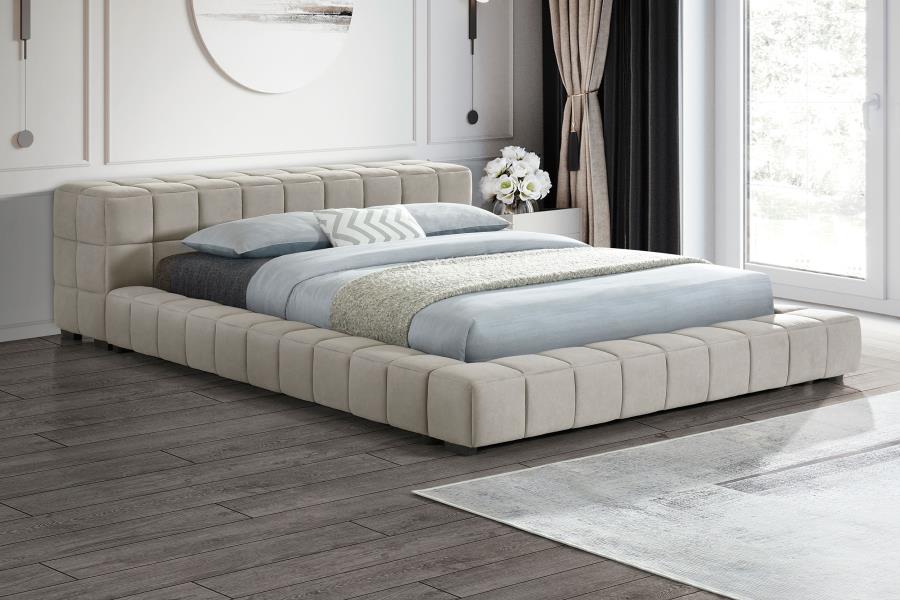 (image for) Trinity Upholstered Full Platform Bed Light Taupe