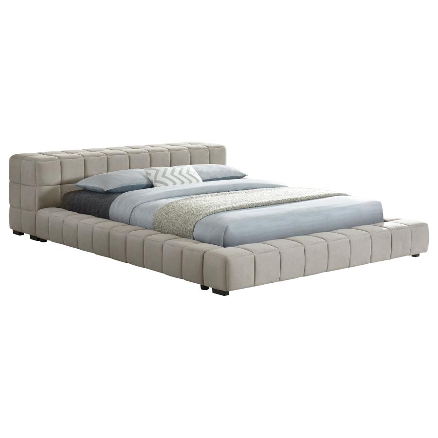 (image for) Trinity Upholstered Eastern King Platform Bed Light Taupe