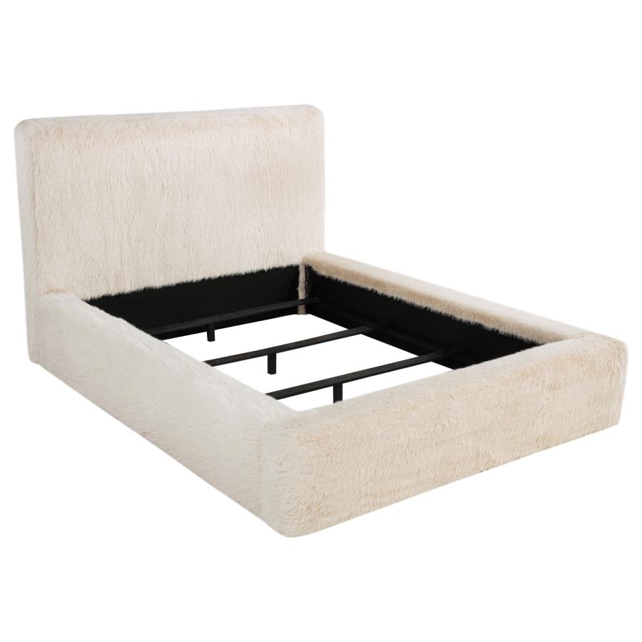 (image for) Rebecca Faux Fur Upholstered California King Bed Cream