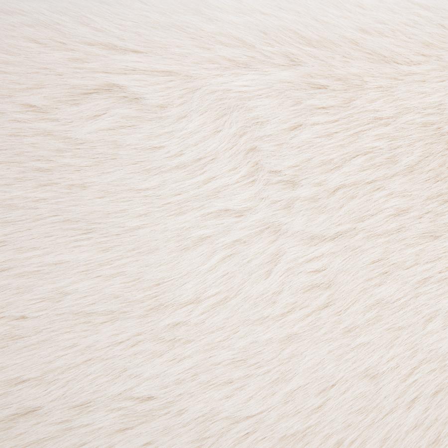 Rebecca Faux Fur Upholstered Queen Bed Cream