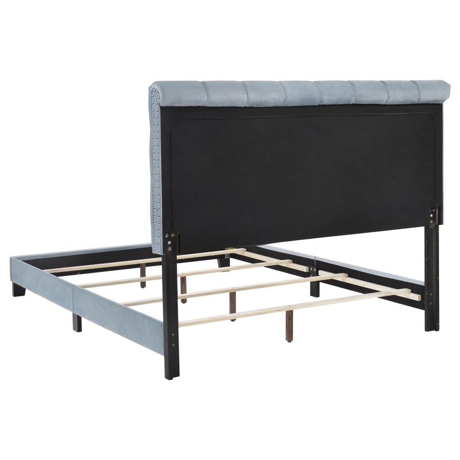 (image for) Warner Upholstered Queen Panel Bed Slate Blue