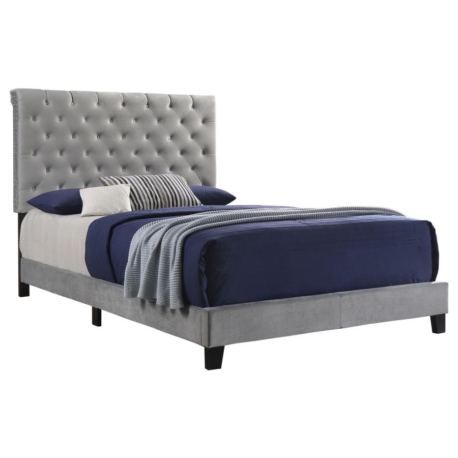 (image for) Warner Upholstered Queen Panel Bed Grey