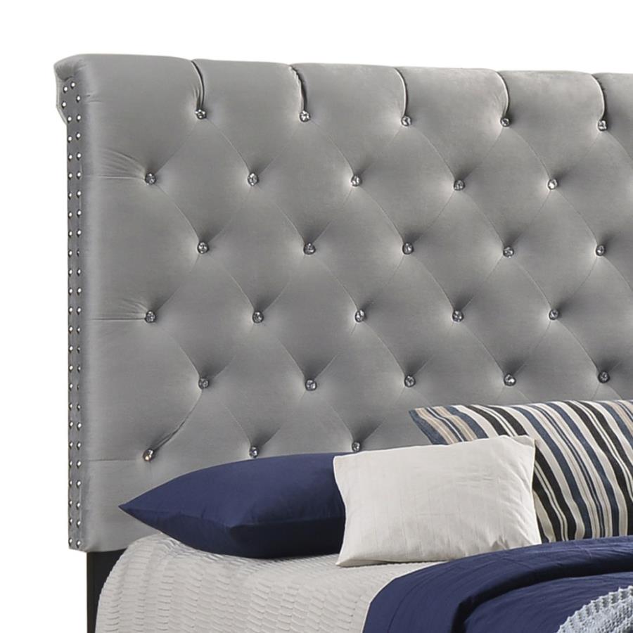 (image for) Warner Upholstered Queen Panel Bed Grey