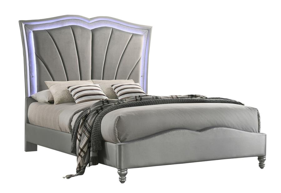 (image for) Chasina Queen Upholstered Bed with LED Lighting Grey