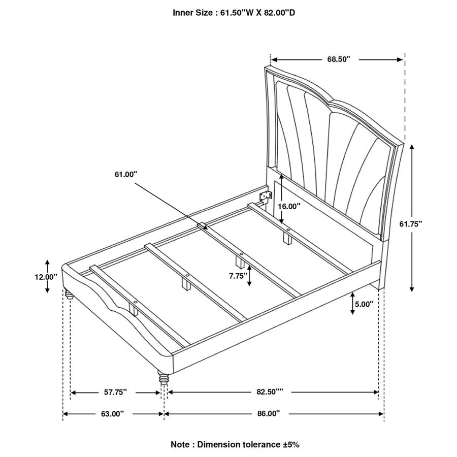 (image for) Chasina Queen Upholstered Bed with LED Lighting Grey