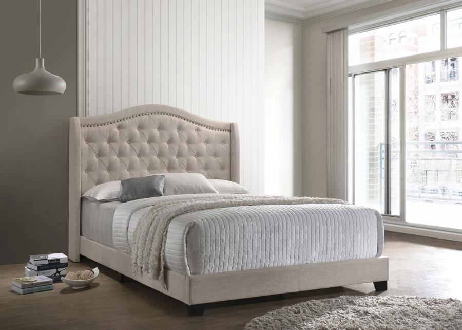 (image for) Sonoma Upholstered Full Wingback Bed Beige