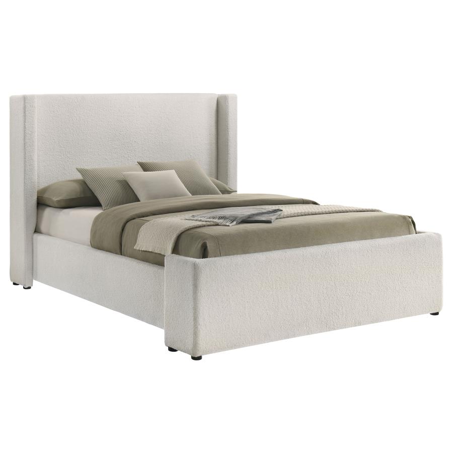 (image for) Alamosa Boucle Upholstered Eastern King Wingback Platform Bed White 