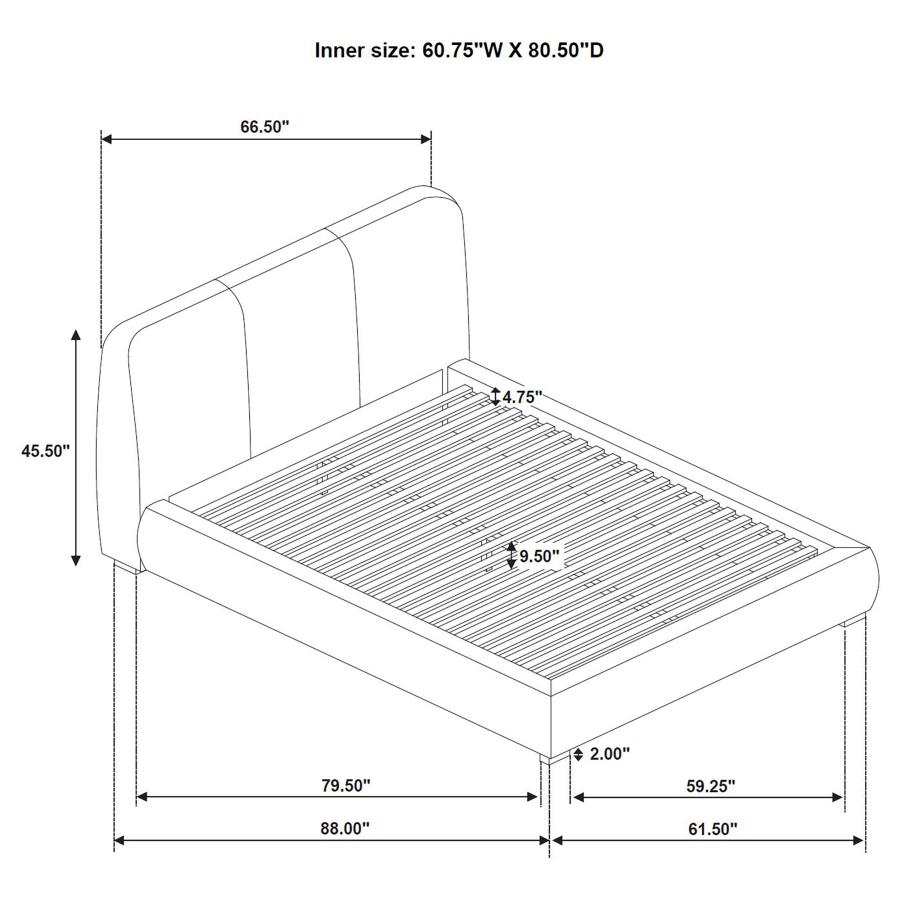 Modal Additional Images for Mokena 46-inch Upholstered Queen Platform Bed Taupe