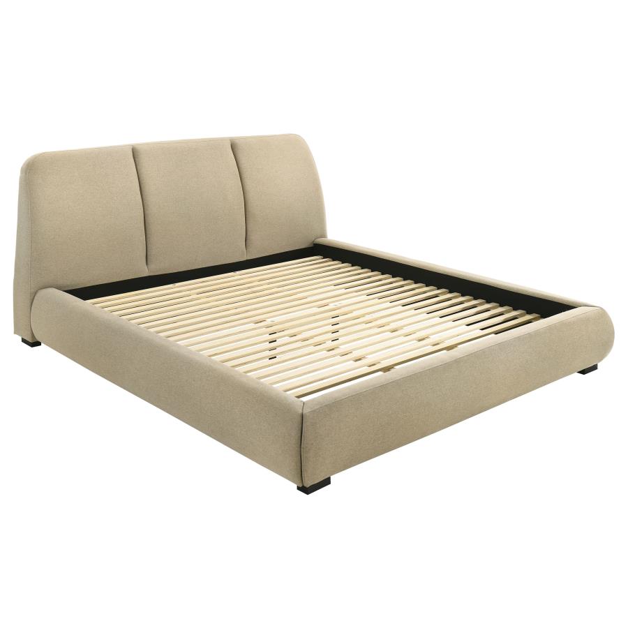 (image for) Mokena 46-inch Upholstered Eastern King Platform Bed Brown