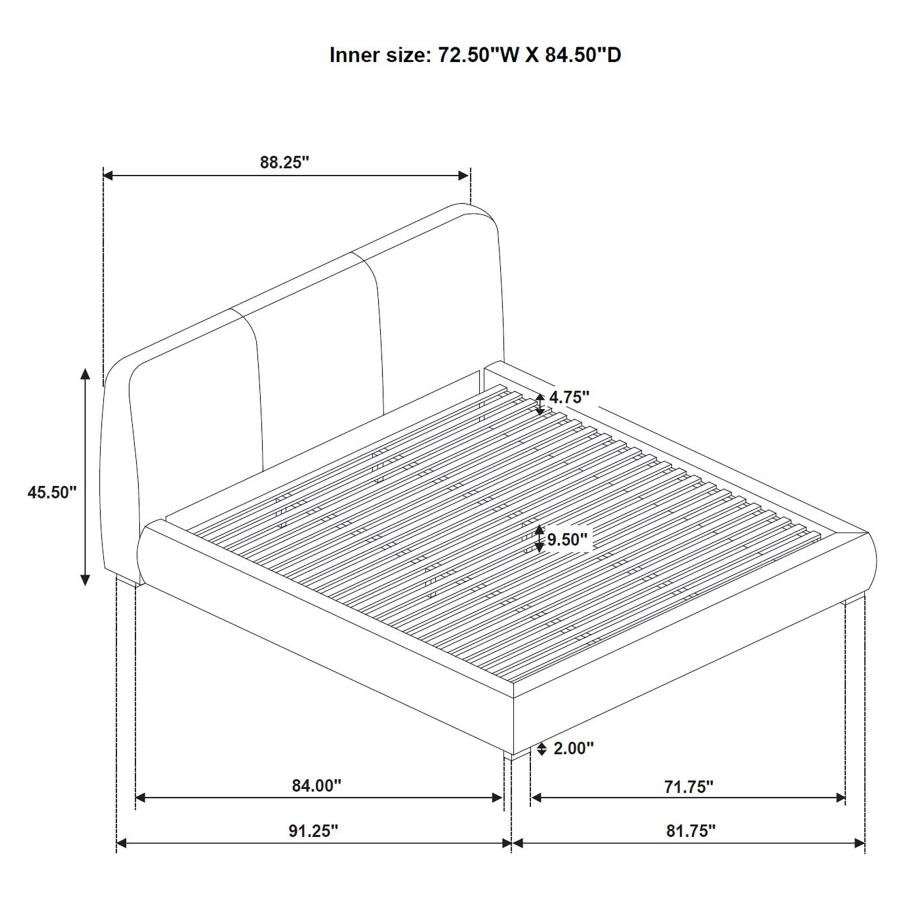 Modal Additional Images for Mokena 46-inch Upholstered California King Platform Bed Brown
