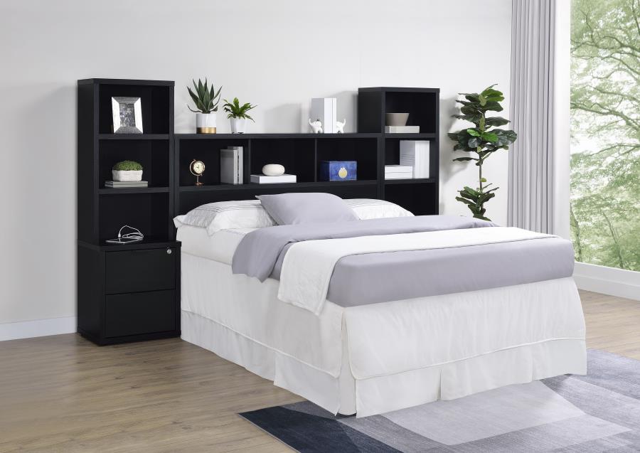 (image for) Westpark 3-piece Queen Bedroom Set Bookcase Headboard Black